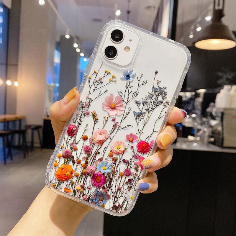 

Flower Phone Case For iPhone 17 Pro Case iPhone 14 15 13 11 12 16 Pro Max Air 7 8 Plus XR SE Soft Silicone Transparent Cover iPhone 13 mini