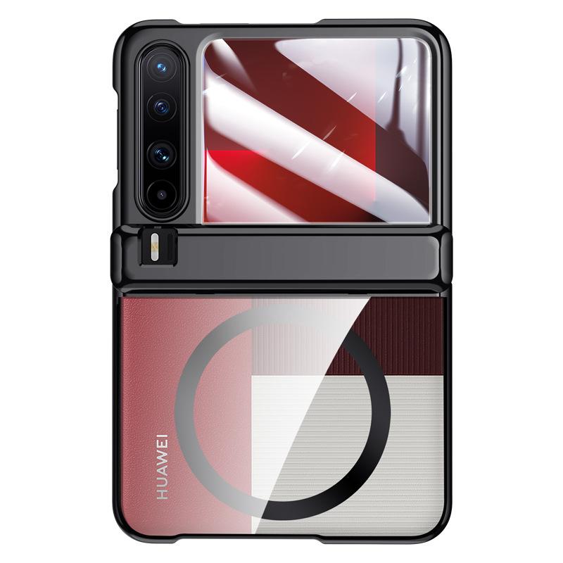 Applicable to Huawei Pura X electroplated transparent chain folding cover PuraX magnetic suction center shaft shell film integrated shell