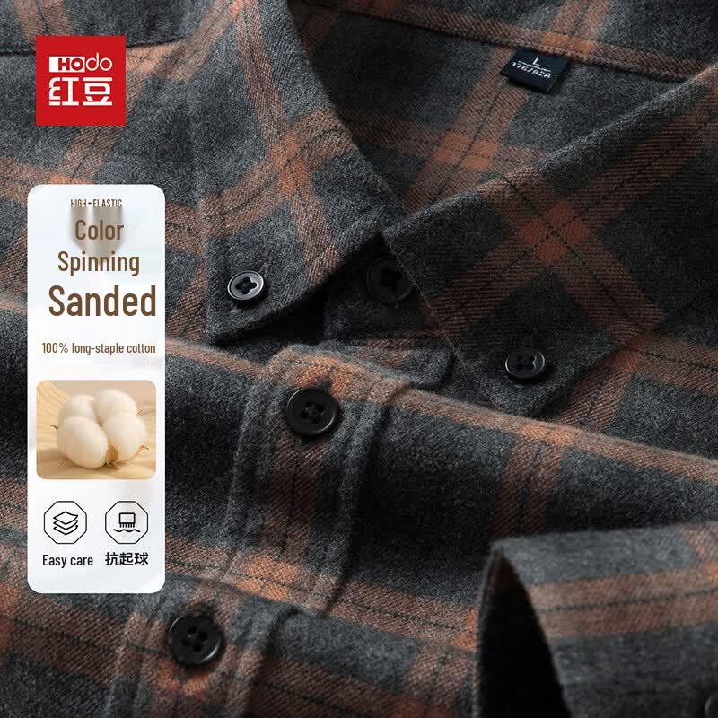 Hodo Men s Long Sleeve Pure Cotton Plaid Shirt 41/XL