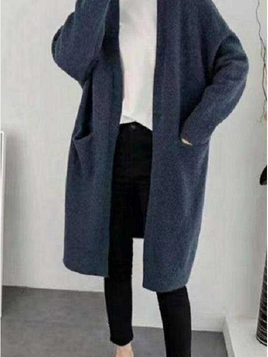 Women's Solid Color Knitted Cardigan Sweater Shawl - Autumn/Winter 2021