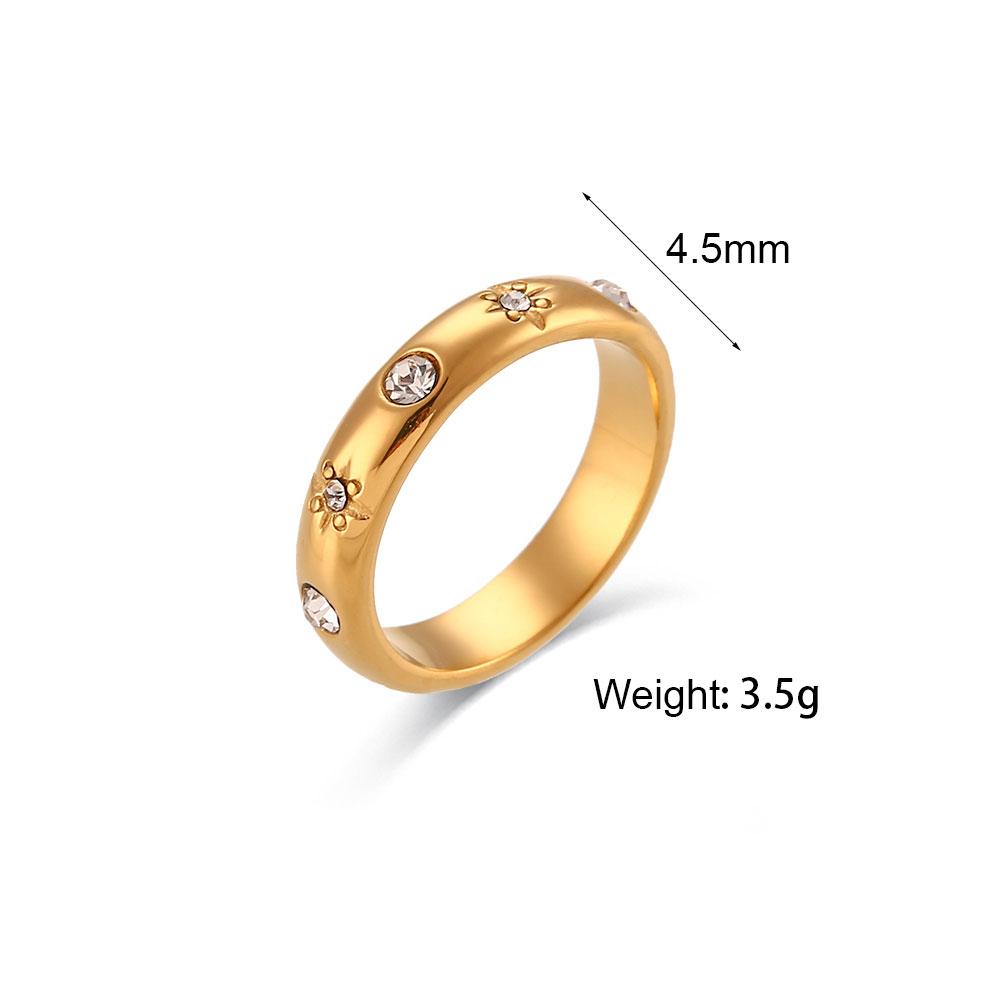 

E.B.belle 18K Gold Plated Green Zircon Pearl Rings for Women Waterproof Hypoallergenic Dainty Gold Ring Stainless Steel Jewelry 6