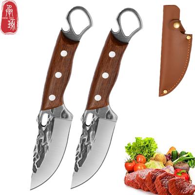 Edelstahl-Messergriff, Fleischmesser, hohe Härte, Schmieden, Fleischsteak, Obstmesser, reines manuelles Fleischschneide-Grillmesser mit Messerabdeckung