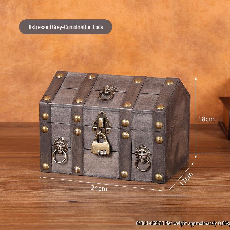 Wooden House-Shaped Lockable Storage Box for Film Props & Jewelry