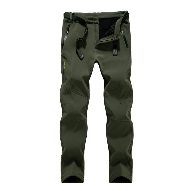Mens Womens Winter Fleece-Lined Softshell Pants Windproof Thermal Hiking Skiing Outdoor Trousers