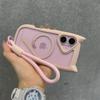 3D Cat Ear Cute Lanyard Magnetic Transparent Case For For Iphone 17 16 15 14 13 12 Pro Max Mini Wristband Clear For  Cover