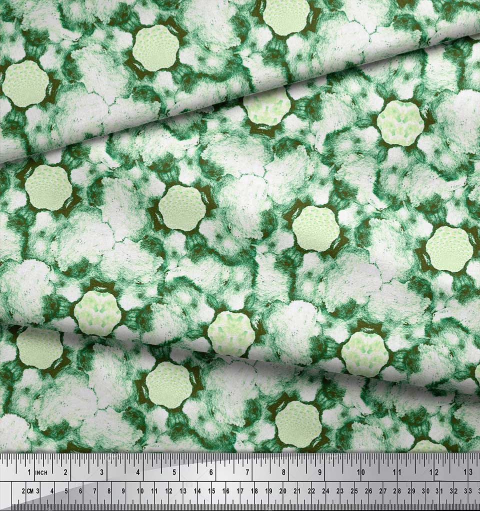 Soimoi Green Poly Crepe Fabric Animals Tie-Dye Print Fabric by Metre 42 Inch