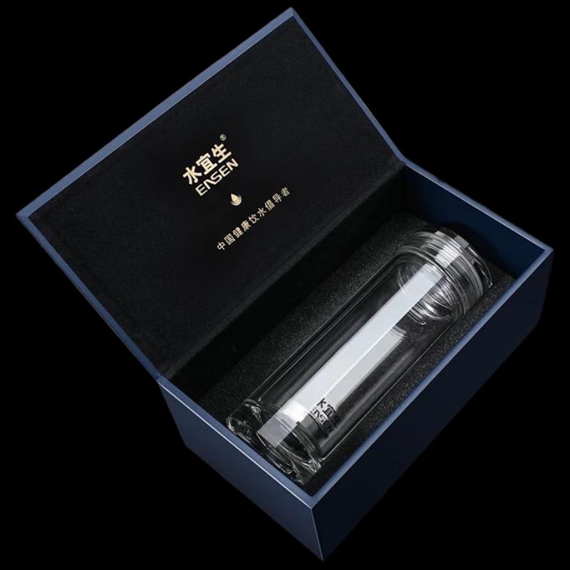 Shui Yisheng G501 Pure Titanium Double-Layer Glass Tea Tumbler, 330ml