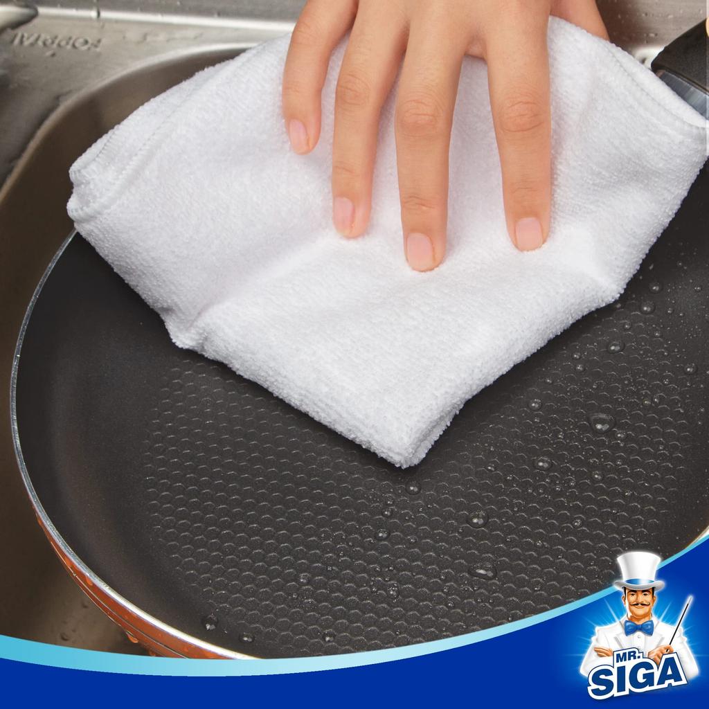 Microfiber Cleaning Commercial Towels for Car and Pack of 32 X 32 Cm MR.SIGA Cloths, Kitchen, Cleaning, Washing, Dishwashing, 12, White,