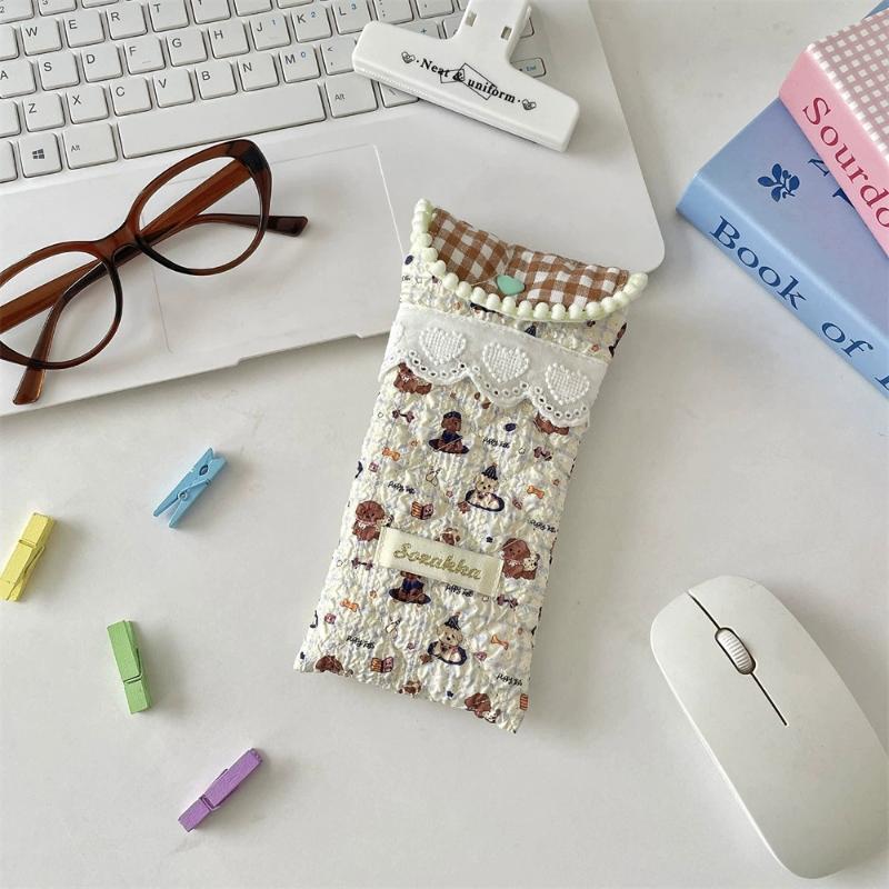 Cute Cartoon Soft Glasses Case Portable Crush Proof Sunglasses Pouch Girls Eyewear Storage Bag
