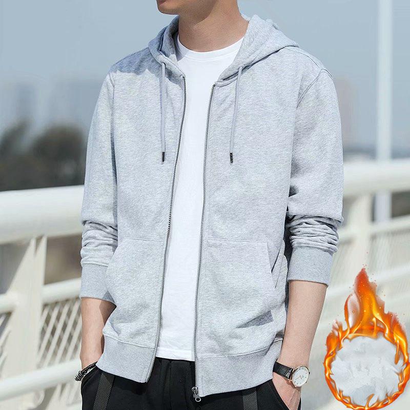 Men's Spring and Autumn Thin Loose Cardigan Sweatshirt Large Size Hooded Zipper Jacket