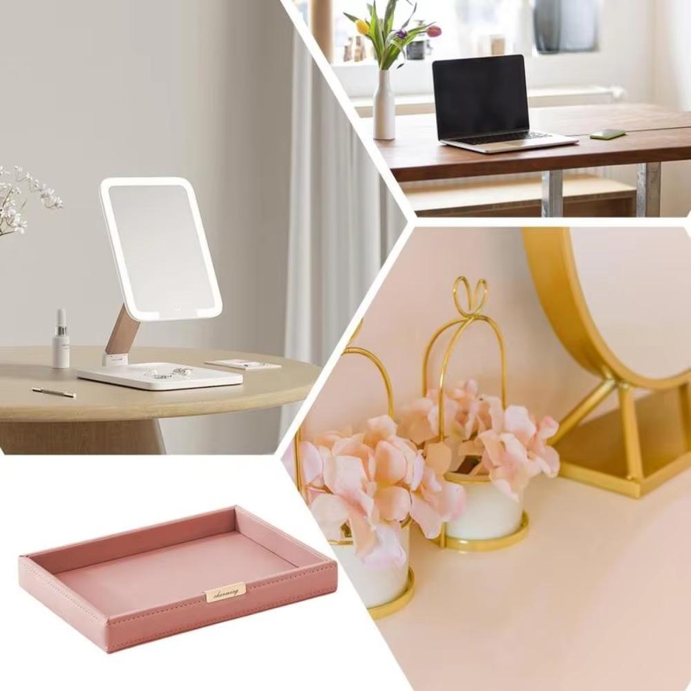Nordic Desktop Storage Tray Leather Decorative Vanity Tray Watch Holder Perfume Tray  Bedroom
