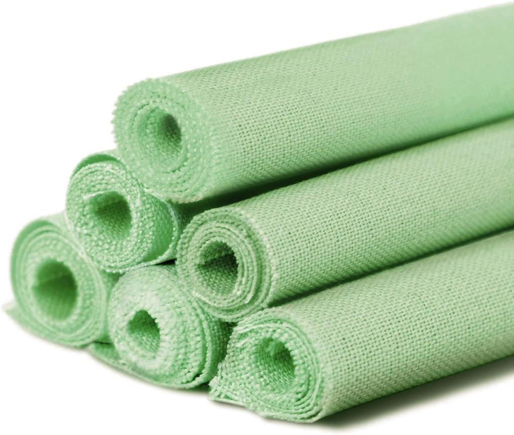 GNEGNI Embroidered Half Linen Set of Solid Cut DIY Craft Supplies Fabric, 30x30cm, 6, Cotton/Linen Fabric, Scraps, Cloth, (Apple Green)