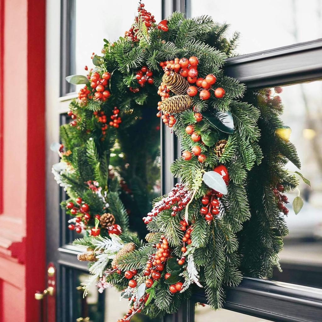 Artificial Needle Branch Greening Plant Tree Christmas Floral Arrangement Fake Christmas Greening Christmas Winter Wreath Garland Home Wedding Indoor