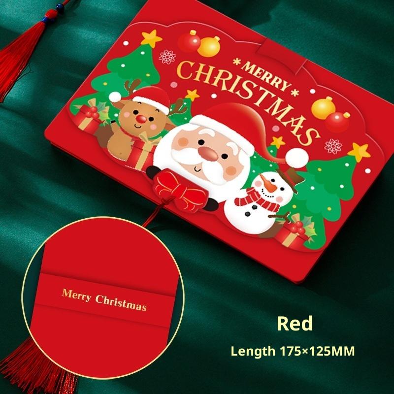 New Christmas Folding Card Cartoon Santa Claus Personalized Creative Three Fold Blank Card Blessing Message Card