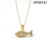 Gold Heart & Butterfly Pendant Necklace - Women's Versatile Titanium Steel Charm Chain