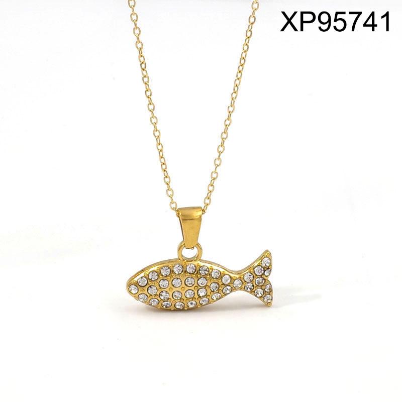 Gold Heart & Butterfly Pendant Necklace - Women's Versatile Titanium Steel Charm Chain