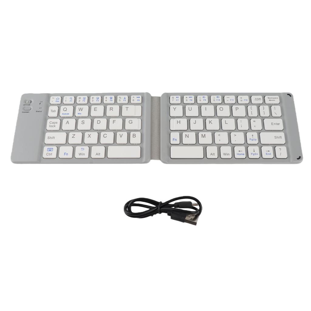 Bluetooth Foldable Keyboard Low Noise Lightweight Stylish Portable Wireless Keyboard for Travel Outdoor White