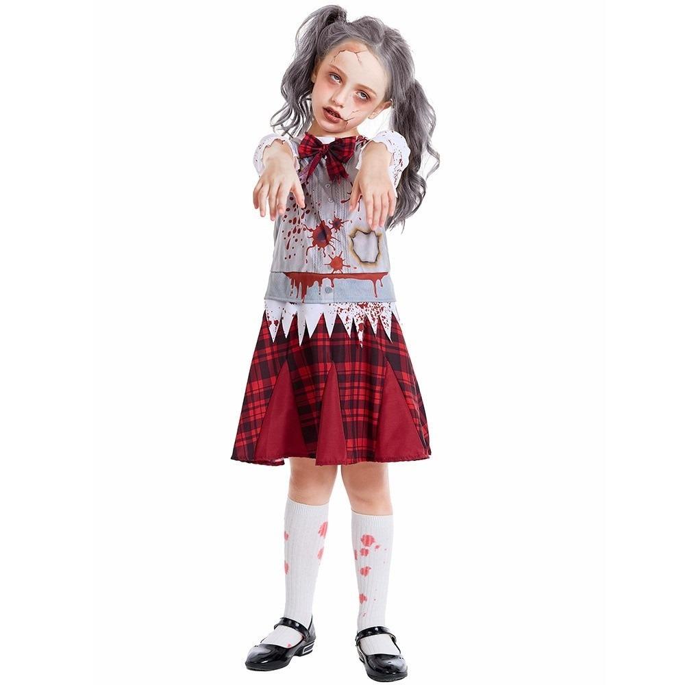 Scary Halloween Zombie Costume Creepy Bloody Dress NPC Zombie Cosplay Costume Halloween L-Children