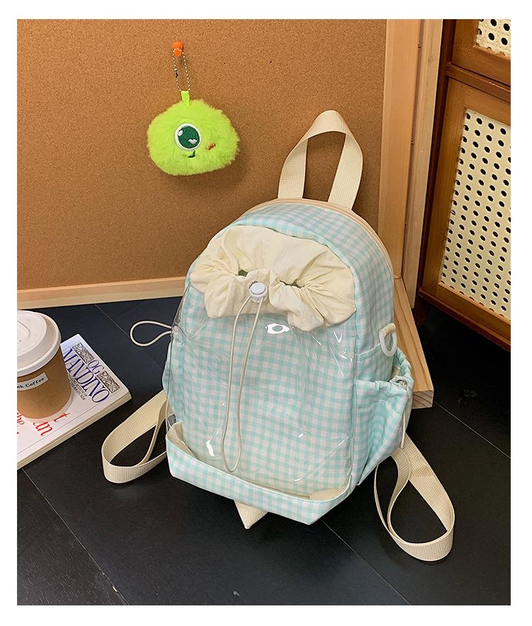 Japanese & Korean Jelly Versatile Plaid Double Shoulder Bag - Large Capacity for Students & Outdoor Use