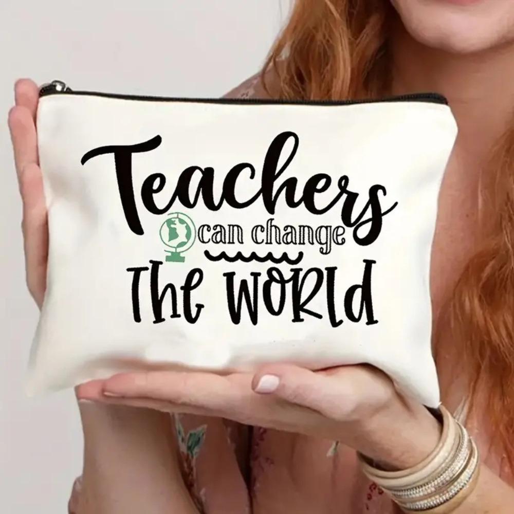

Linen Teacher‘s Day Gifts with Zipper Lightweight Stationery Storage Bag Portable Multi-functional Makeup Bag Teacher Pencil