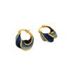 Round Shape Enamel Glaze Earrings Gold Plated Statement Ear Buckle Spiral Hoop Earrings  Vacation