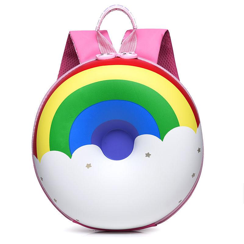 

Cartoon Rocket Donut Backpack Boy Girlrainbow Schoolbag Breathable Waterproof розовый