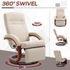 135 degrees Manual Reclining Swivel Chair, with Footrest - Beige
