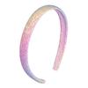 Bandeau pour fille avec peigne à dents lisses et arc anti-glisse Couleur dégradé arc-en-ciel Décoration Cœurs Étoiles Serre-tête