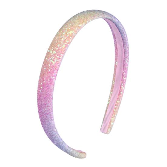 Bandeau pour fille avec peigne à dents lisses et arc anti-glisse Couleur dégradé arc-en-ciel Décoration Cœurs Étoiles Serre-tête