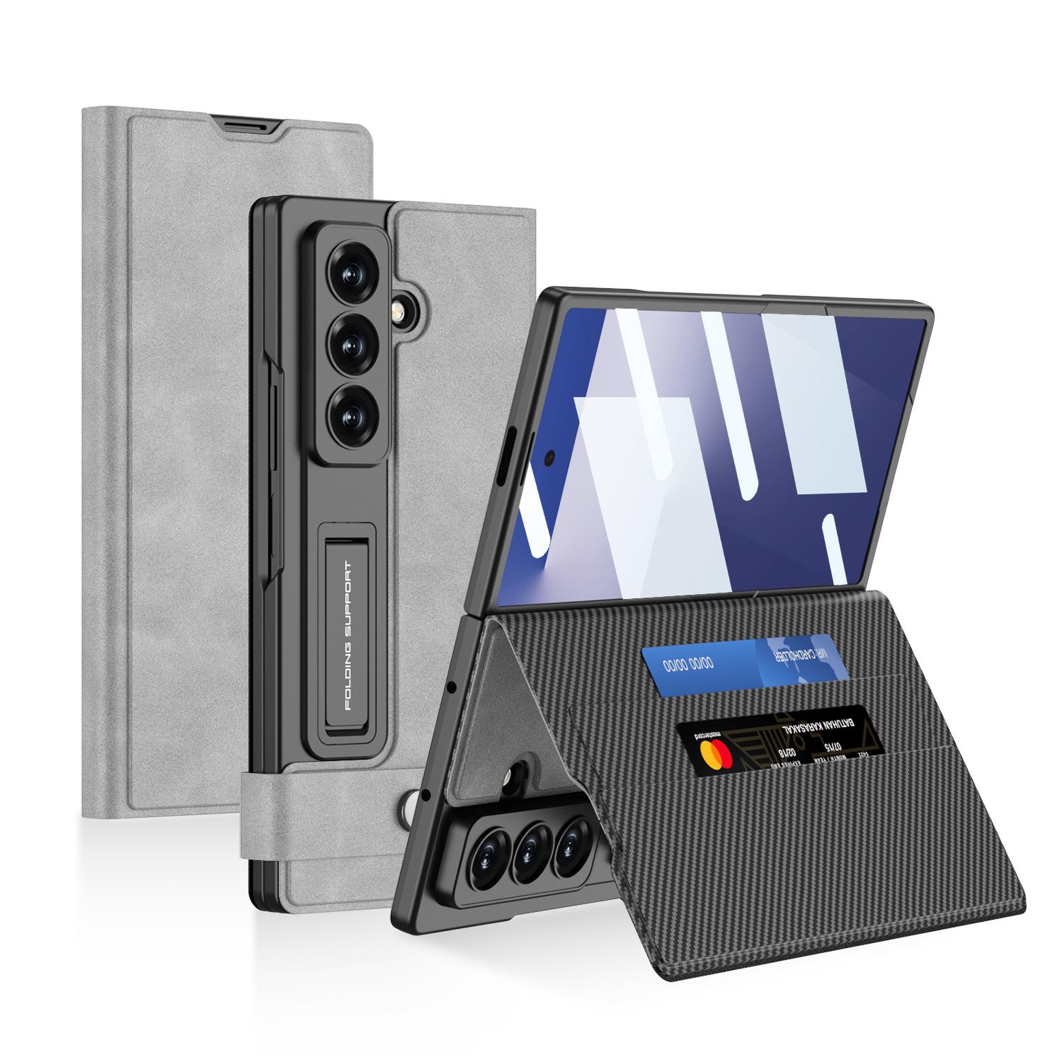 

Подходит для Samsung Z Fold7 Складной Чехол для Мобильного Телефона Карта Флип Кошелек Кожаный Чехол Простой Ветер Подставка Слот для Ручки SM-Fold7