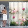 Lush Lotus Shower Curtain Set With 12 Free Hooks: Includes A Waterproof Curtain, Non-Slip Bath Mat, Toilet Seat Cover, And Bathr