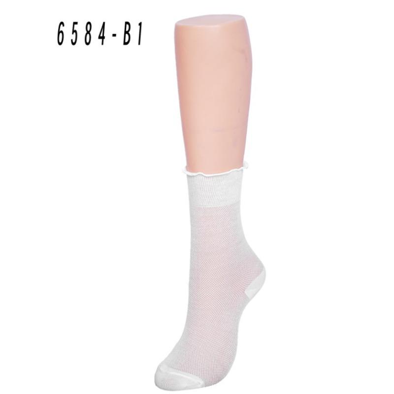 Ladies Spring and Autumn Thin Mesh Hollow Breathable Simple Solid Color Hollow Ear Side Pile Socks