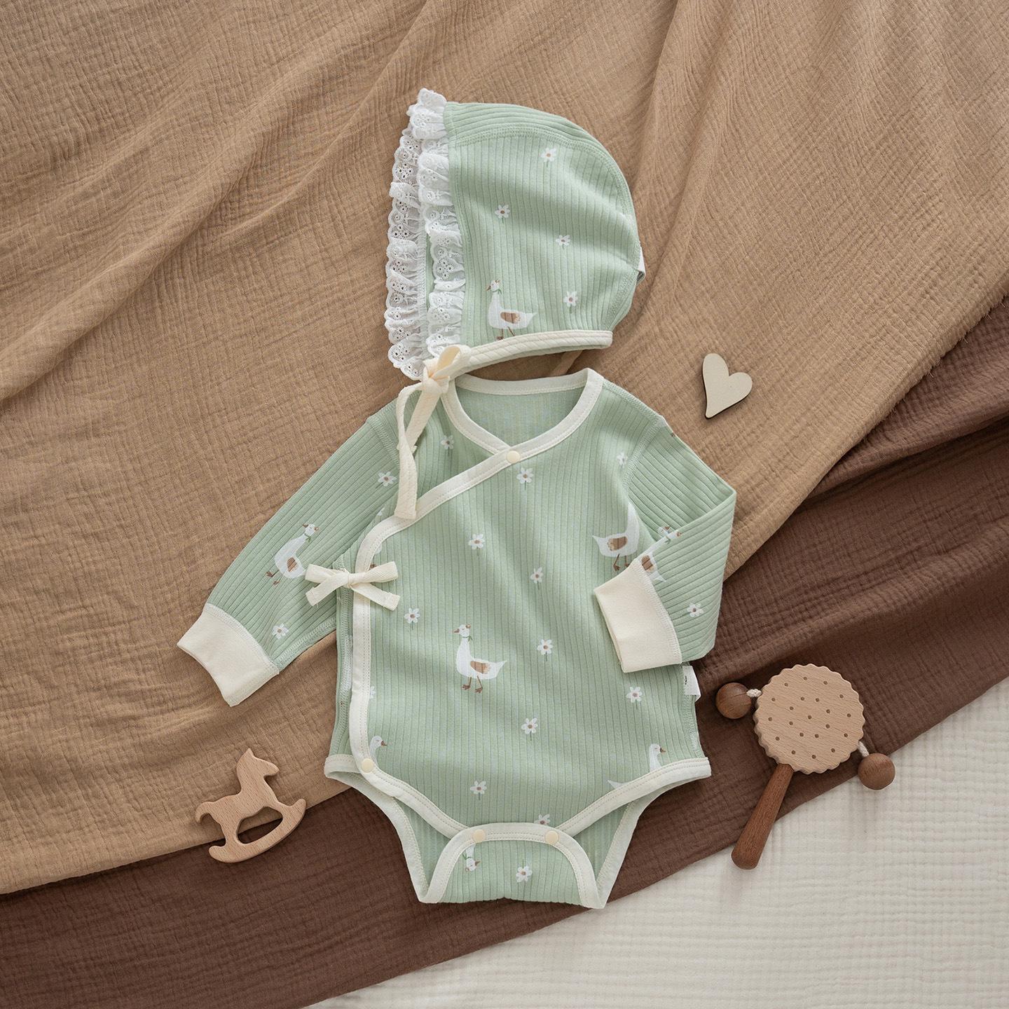 

Чотири сезони дитячий ромпер для новонароджених із захистом животика: Весняно-осінній боді з довгим рукавом 52 cm