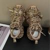 Lente Vrouwen Ins Super Populair Volledig Diamant Bandjes Casual Luipaardprint Goud Niche Ontwerp Knap Water Papa Schoenen