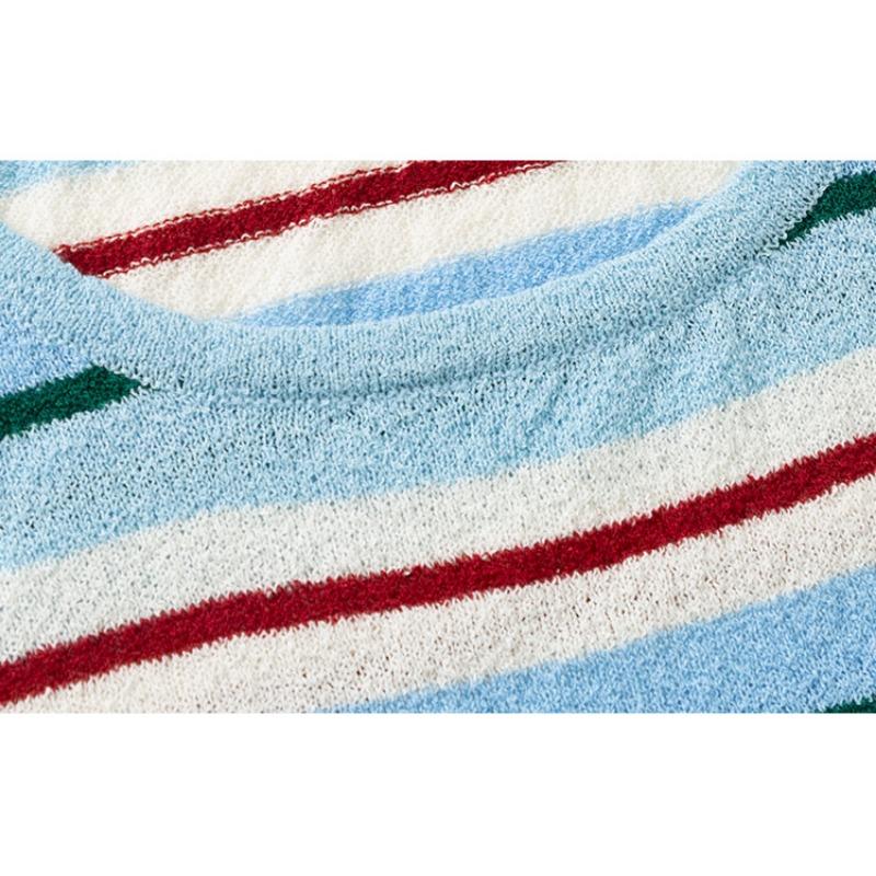 Damen Schlankmachendes Gestreiftes Kleid Sommer Locker Gerade Ärmellos Westenkleid