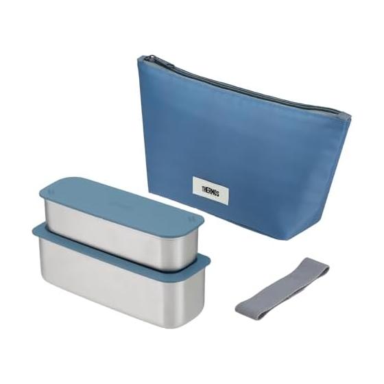 Термос Bento Box 2 Tier Slim Fresh Lunch Box 635 мл Серый Синий DSA-605W GNV