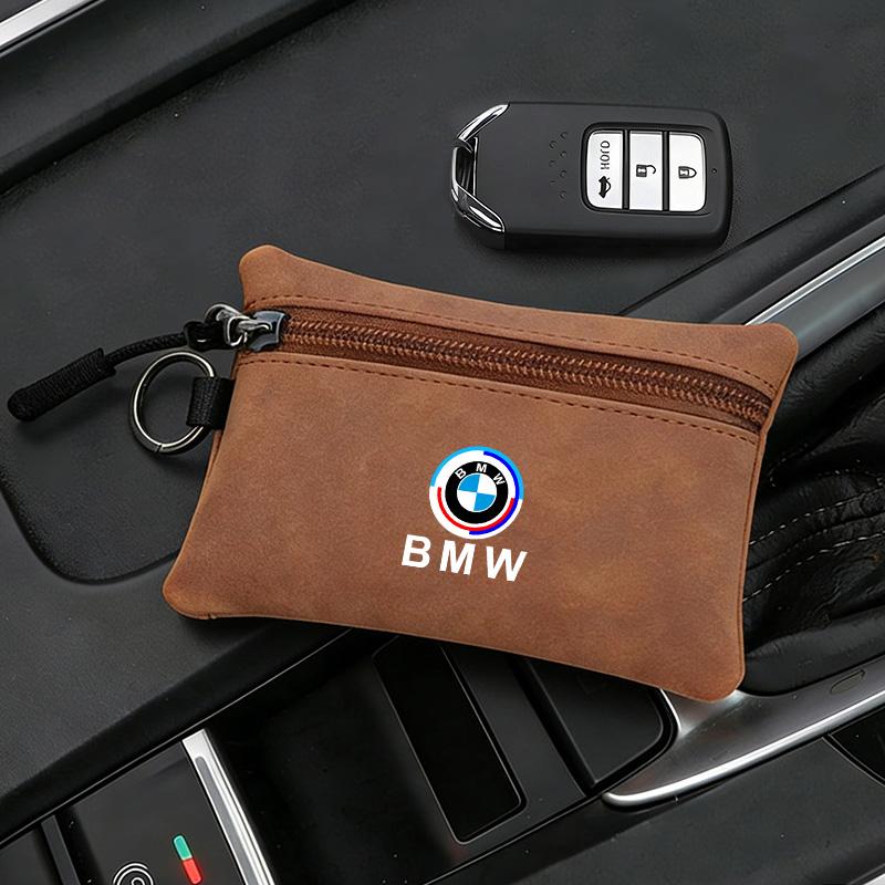 Portable Suede Car Key Bag Zipper Wallet Card Coins Storage Pouch for BMW E36 E39 E46 E53 E90 M3 M5 X1 X3 X5 X6 50th Anniversary FLVCM1