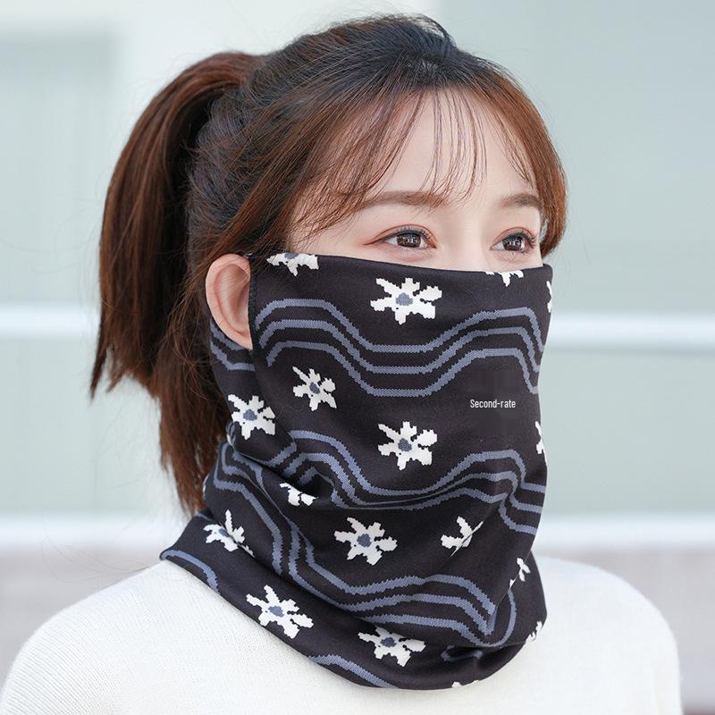 Women's Autumn & Winter Plush Face Mask Neck Protector: Windproof, Warm, and Versatile Scarf Set for Outdoor Cycling