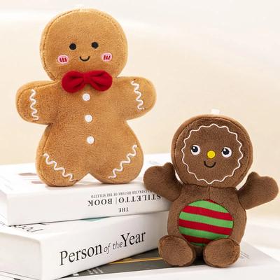 Adorable Ginger Bread Plush Toy Stuffed Caramel Chocolate Gingerbread Man Cushion Christmas Tree House Bow Ring Decor Xmas Deer