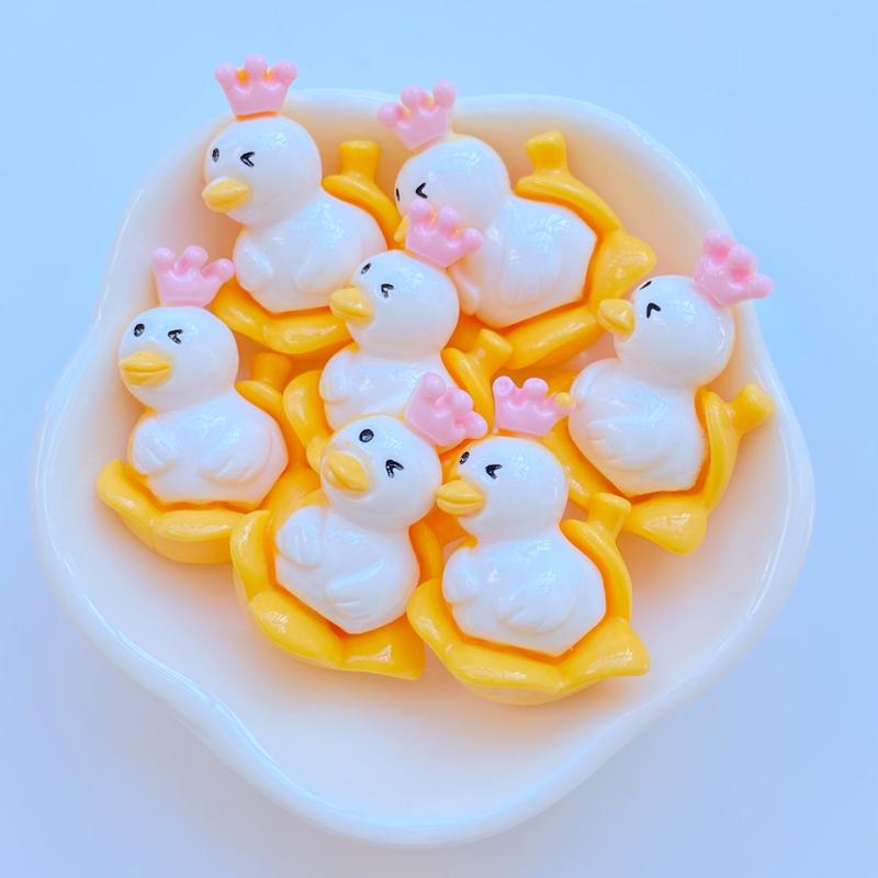 10Pcs New Cute Resin Mini Cartoon Duck Series Flat Back Fit Phone Deco Parts DIY Embellishments for Hair Bows Accessories