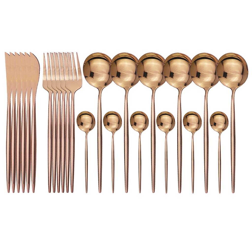 24Pcs Stainless Steel Dinnerware Cutlery Set Knives Forks Coffee Spoon Dinner Tableware Kitchen Utensils Flatware Set