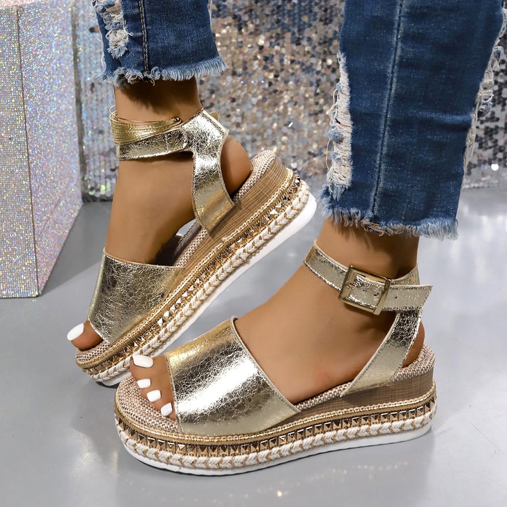 Fashion New Fashion Graffiti Platform Sandals Women Double Buckle Strap Flat Sandals Woman Summer 2025 Thick Sole Non Slip Beach Shoes