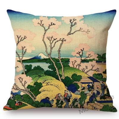 Asian Art Great Wave Woodblock Painting Hokusai Japanese Artist Culture Decoration Pillow Case Cotton Linen Sofa Cushion Cover