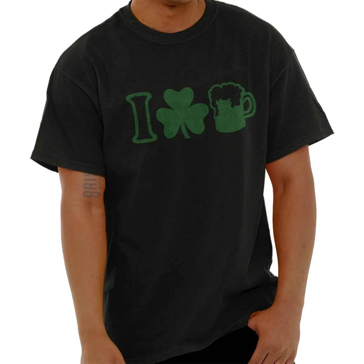 I Love Beer St Patrick s Pattys Day Shamrock Womens or Mens Crewneck T Shirt Tee XXL