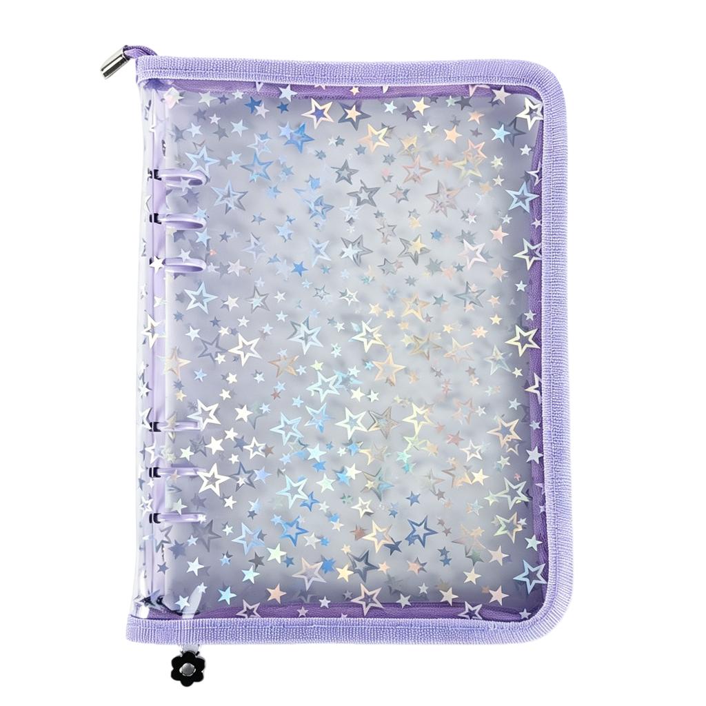 6-Hole Album Storage Binder with Zipper Sticker Storage Organizer Water Resist for Storing Postcards Photos Ticket Stubs