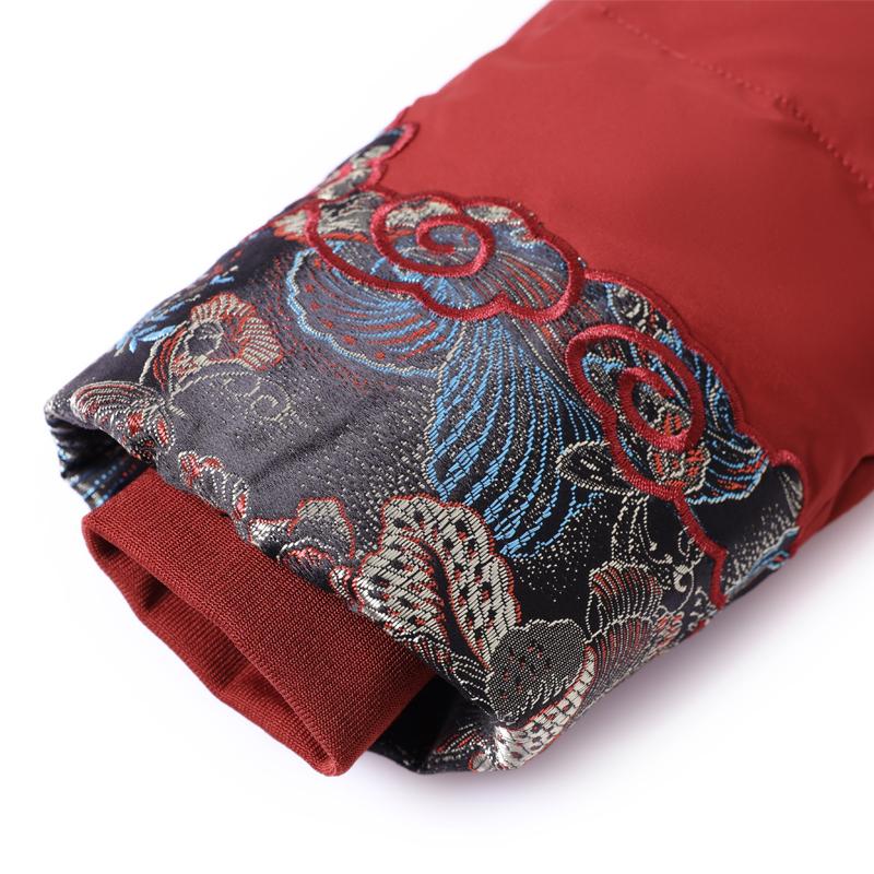 Plus Size Middle Age Women's Winter Down Jackets Hooded Thick Warm Embroidery Down Coats Woman Outerwears