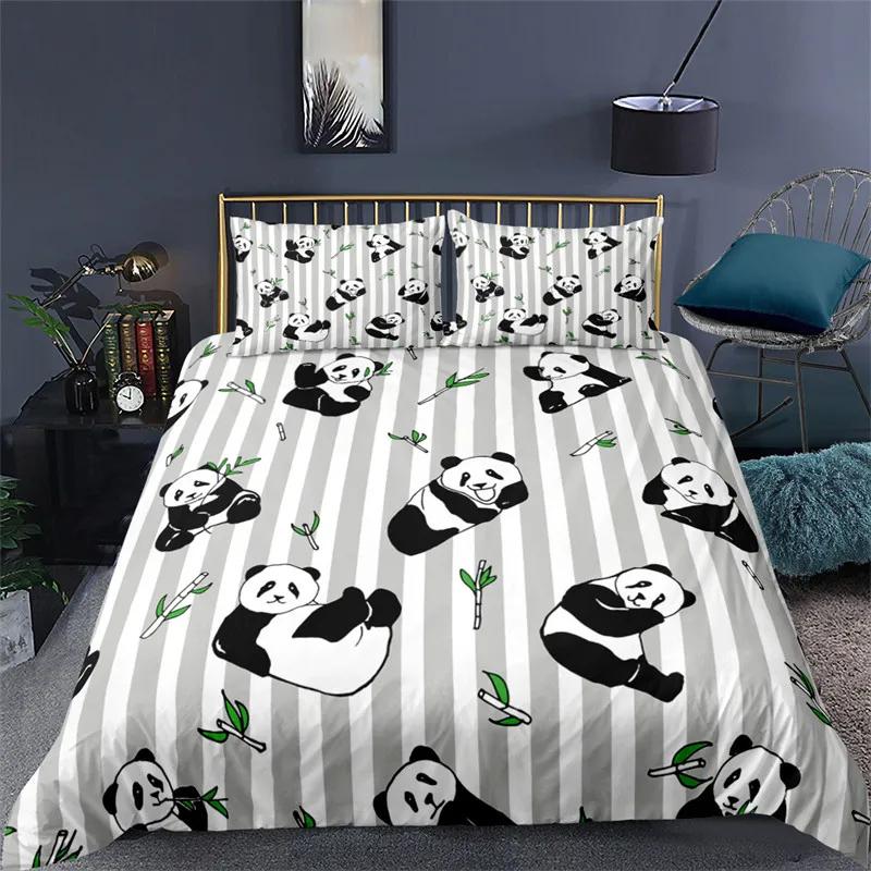 Cute Cartoon Panda Duvet Cover Twin Queen For Boys Girls Teen Soft Animal Theme Panda Bedding Set With Pillowcases Bedroom Decor
