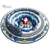 Indoor Decorative Floor Covering Round 3D Christmas Rug, Vortex Optical Illusion Area Santa Snowman Staircase Quiet Play Mat for Kids Depth