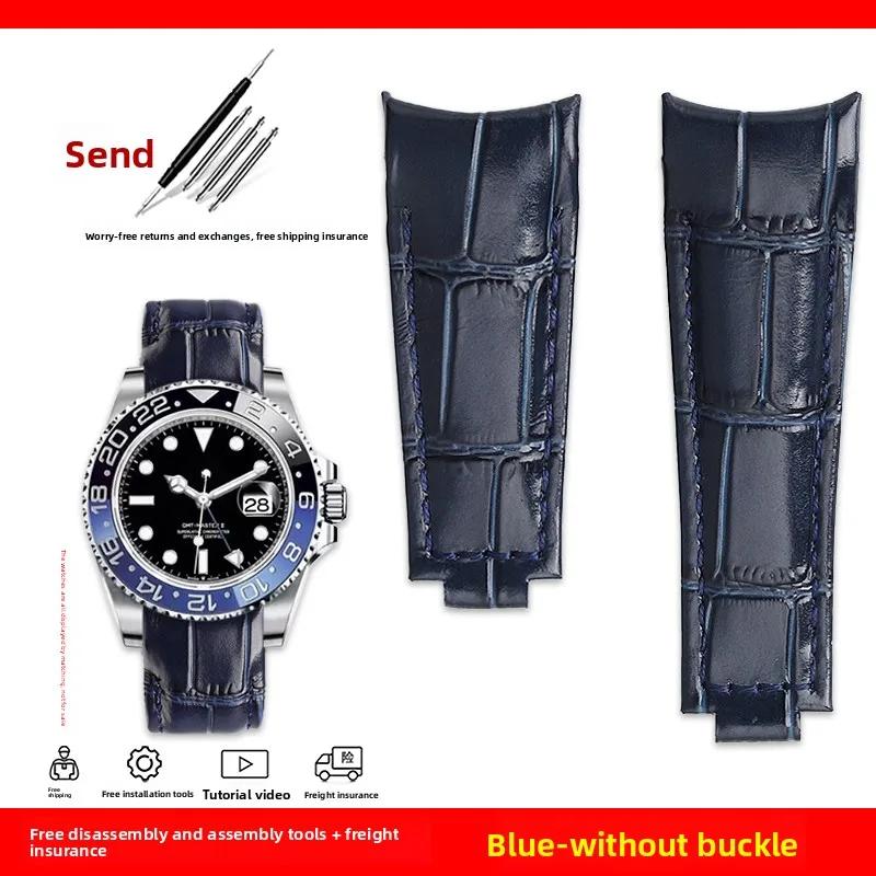 

Изогнутый ремешок для часов 20 мм Original Style Для Rolex Water Ghost Натуральная кожаный ремешок GMT Submariner Daytona мужской браслет 20mm