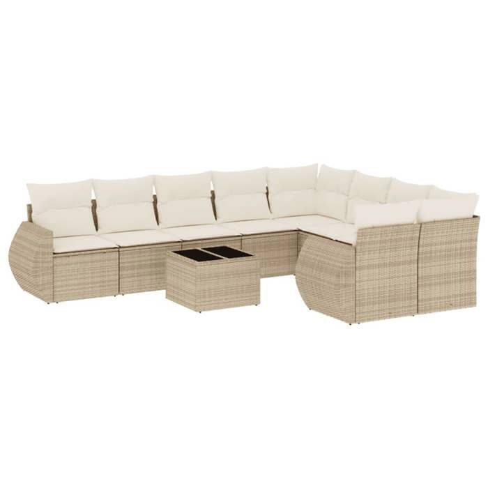 VidaXL Garden Lounge Set with Cushions 10 Pcs, Patio Sofas, Patio Furniture Set, Outdoor Furniture, Beige 3221847